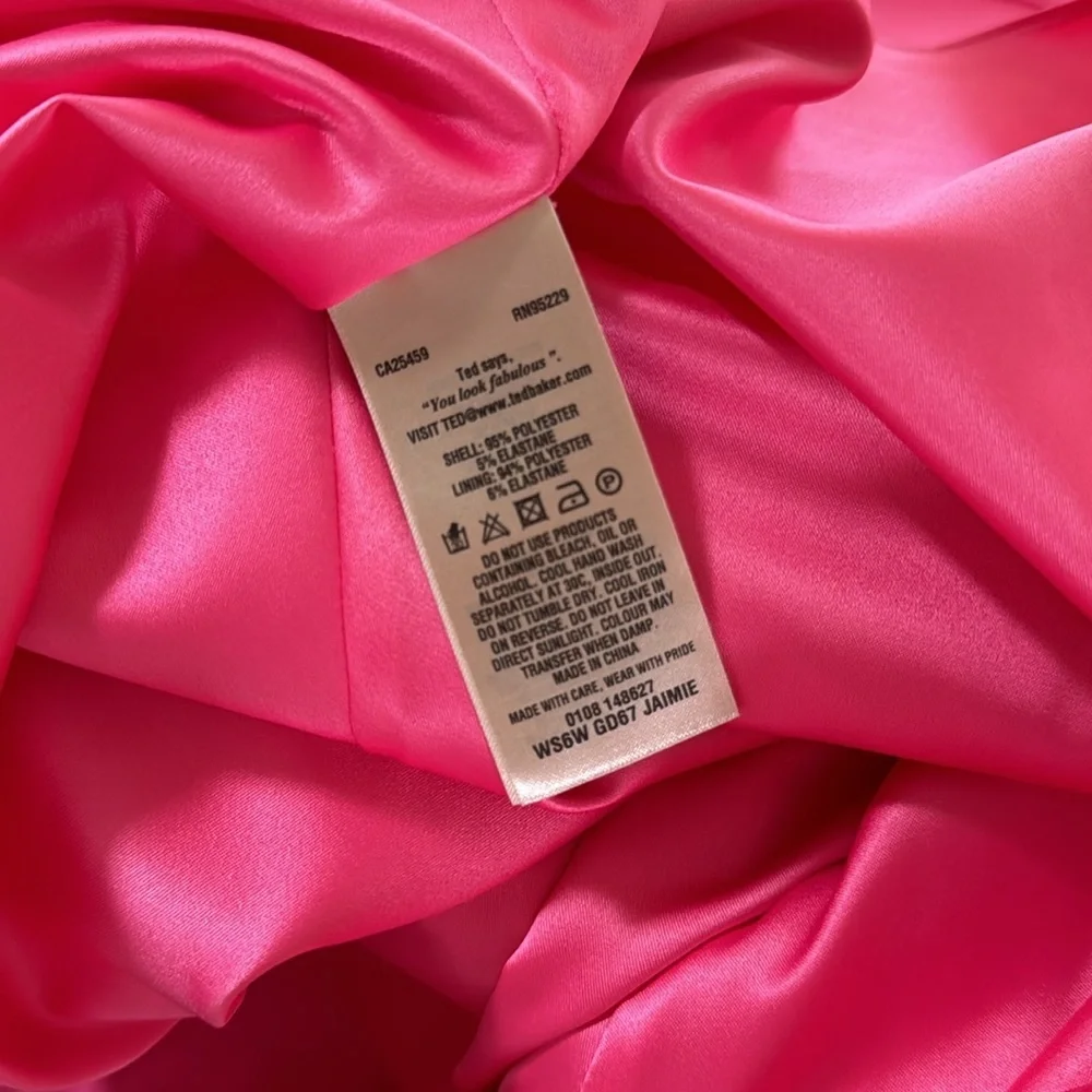 Ted Baker London Jaimie Fuchsia Pink‎ Dress with Gold Buckle Straps Size 2